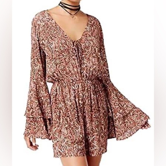 American Rag Pants - American Rag Paisley Print Romper with Bell Sleeves